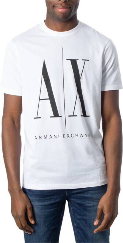 Armani Exchange Witte Bedrukte T-shirt White Heren