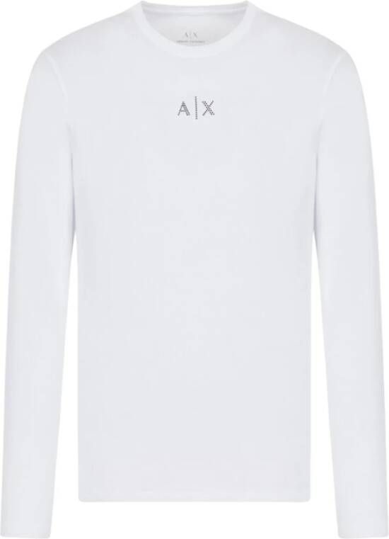 Armani Exchange Logo met lange mouwen T -shirt Strake Wit Heren