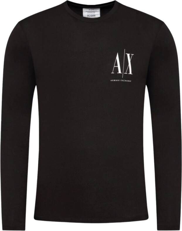Armani Exchange Bedrukt T-shirt met Lange Mouwen Black Heren
