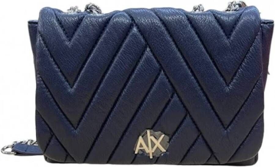 Armani Exchange Marineblauwe Schoudertas met Kettinghengsels Blauw Dames