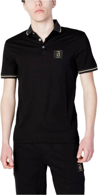 Armani Exchange Zwart Polo Shirt met Gouden Accenten Black Heren