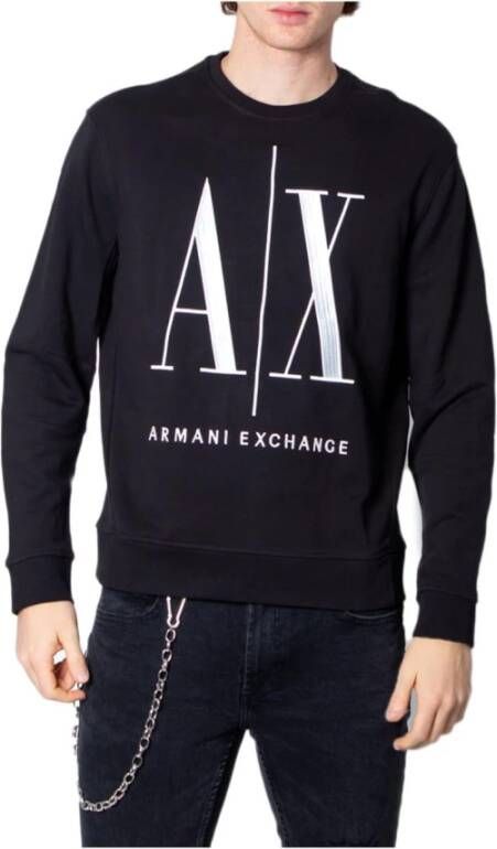 Armani Exchange Zwarte Print Sweatshirt voor Heren Black Heren
