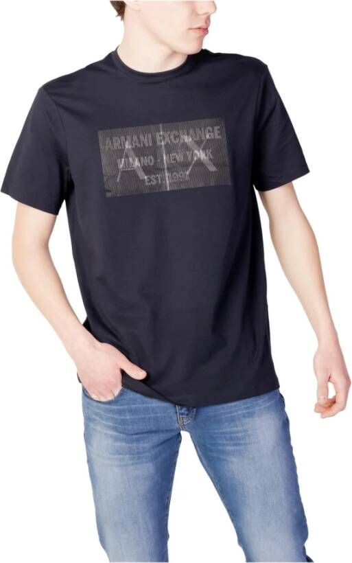Armani Exchange Men& T-shirt Blauw Heren