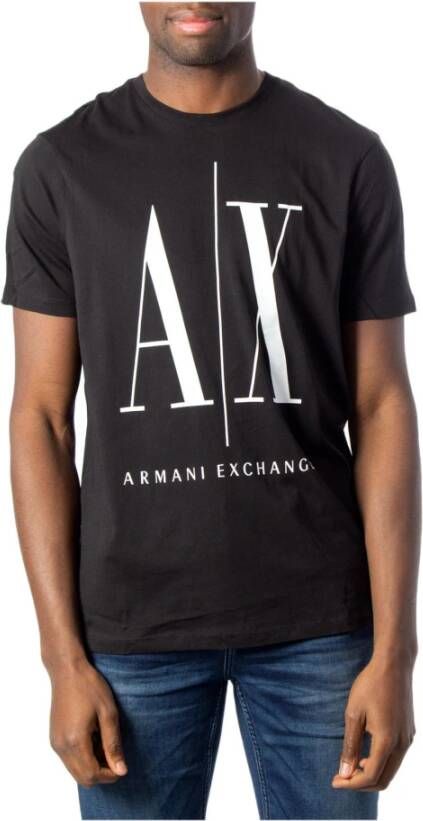 Armani Exchange Zwart T-shirt met ronde hals en korte mouwen Black Heren