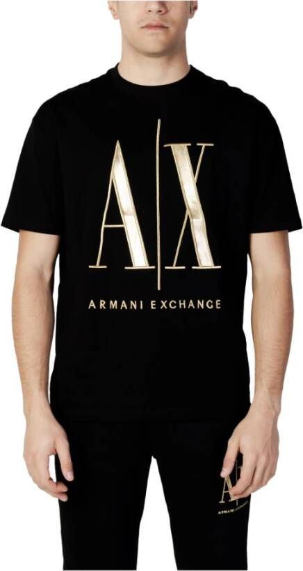 Armani Exchange Casual Heren T-shirt Lente Zomer Collectie Black Heren
