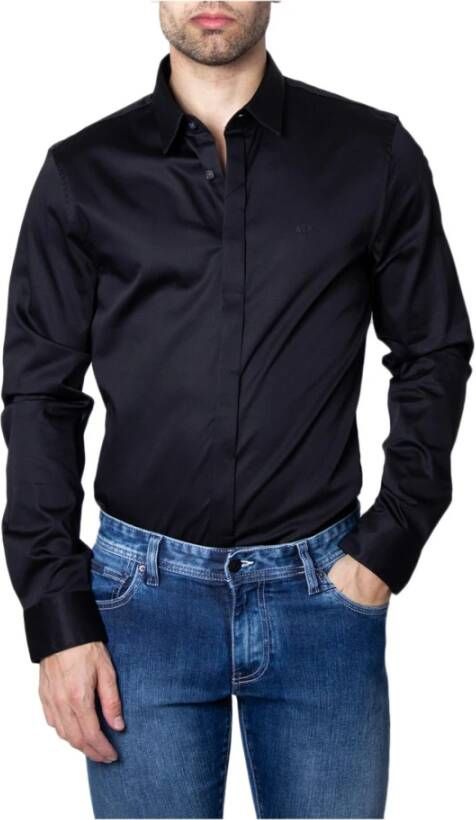 Armani Exchange Heren Overhemd Lange Mouwen Herfst Winter Collectie Black Heren