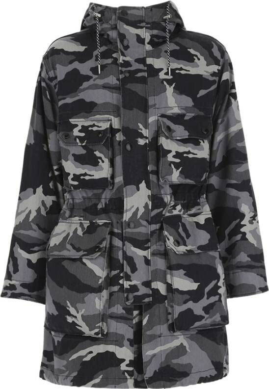 Armani Exchange Camouflage Katoenen Hooded Trench Jas Multicolor Heren