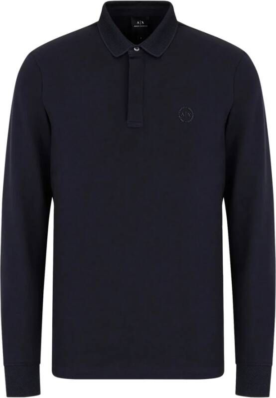 Armani Exchange Blauwe Polo met Lange Mouwen voor Heren Blue Heren