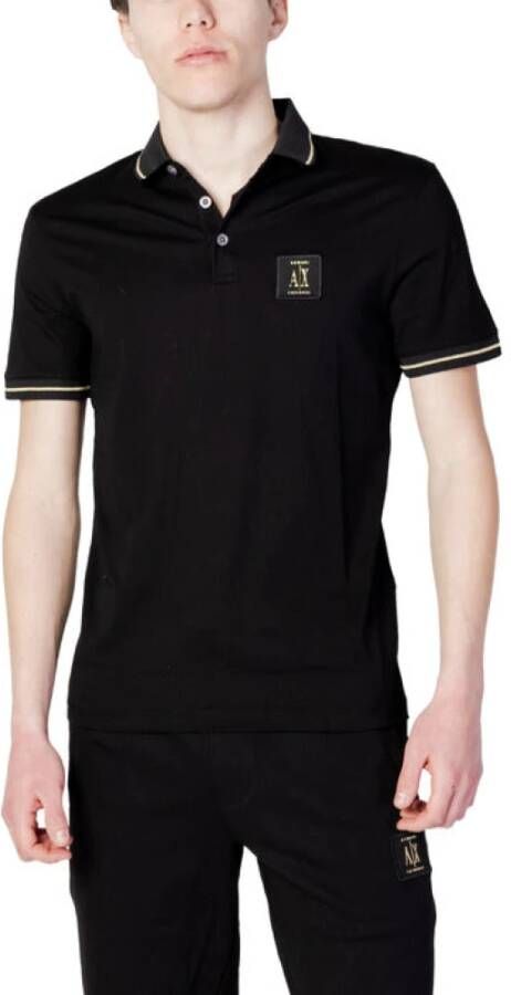 Armani Exchange Zwart Polo Shirt met Gouden Accenten Black Heren