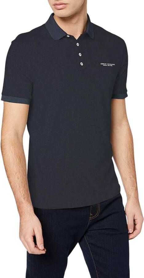Armani Exchange Blauw Katoenen Polo Shirt Regular Fit Blue Heren