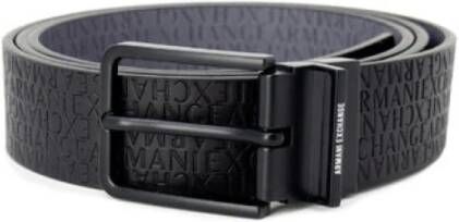Armani Exchange Debossed-Logo Buckled Belt Zwart Heren