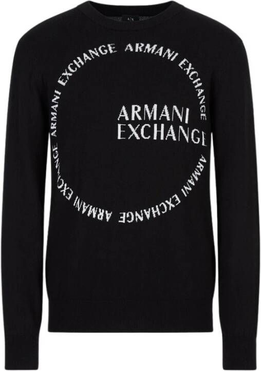 Armani Exchange Ronde hals gekweek Zwart Heren