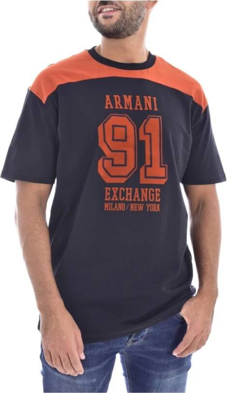 Armani Exchange Shirts met korte mouwen Blauw Heren