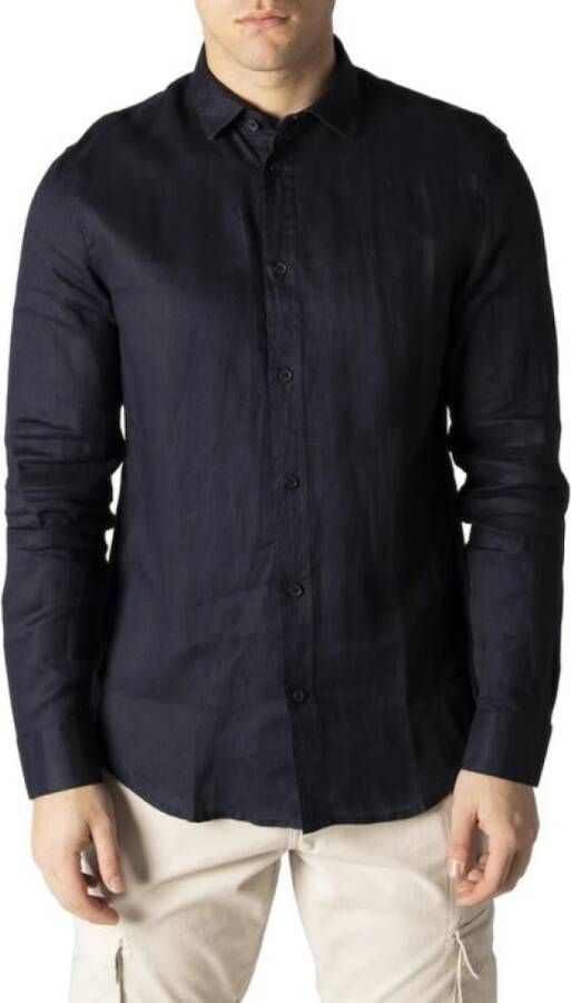 Armani Exchange Blauw Katoenen Poplin Overhemd Regular Fit Blue Heren - Foto 5