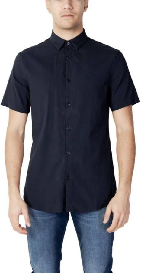 Armani Exchange Herenoverhemd met korte mouwen regular fit blauw Blue Heren