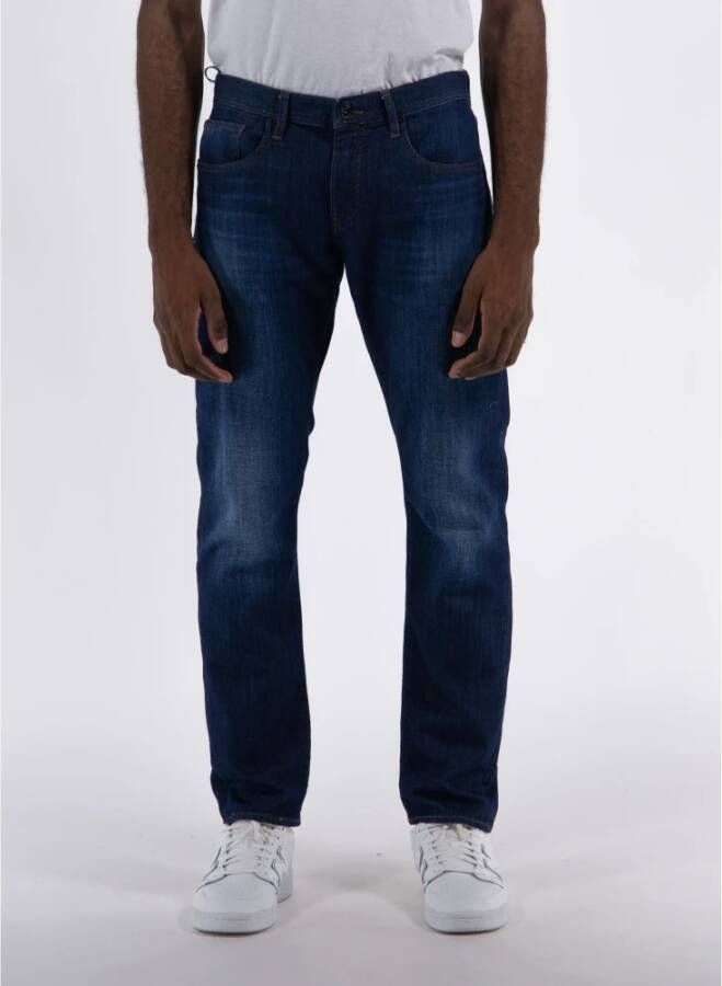 Armani Exchange Blauwe effen jeans met ritssluiting en knoopsluiting Blue Heren