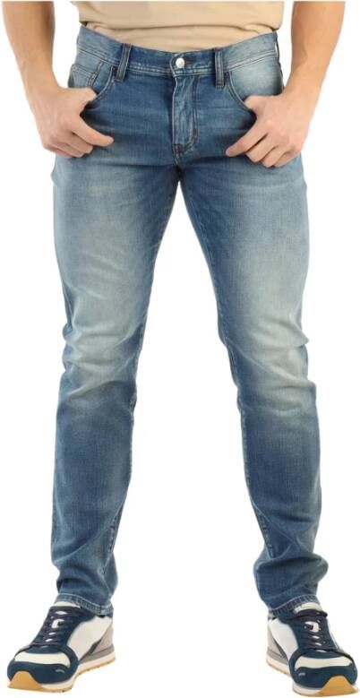 Armani Exchange Slim Fit Versleten Jeans Blauw Heren