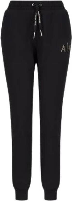 Armani Exchange Zwarte broek met vetersluiting voor dames Black Dames