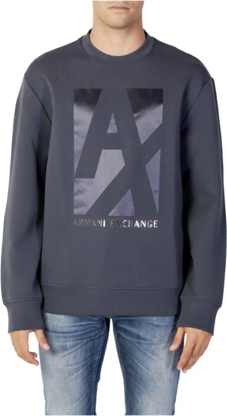 Armani Exchange Grijze Print Sweatshirt Herfst Winter Mannen Gray Heren