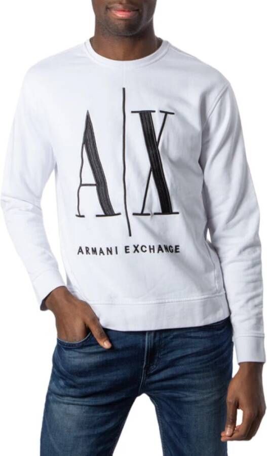 Armani Exchange Katoenmix Hoodless Sweatshirt Collectie White Heren