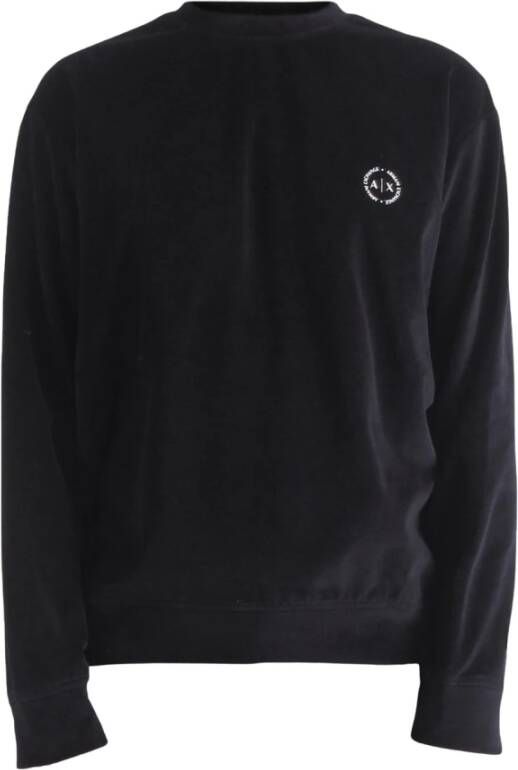 Armani Exchange Velours Rechte Sweater Zwart Black Heren