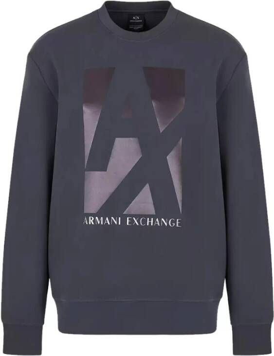 Armani Exchange Grijze Print Sweatshirt Herfst Winter Mannen Gray Heren