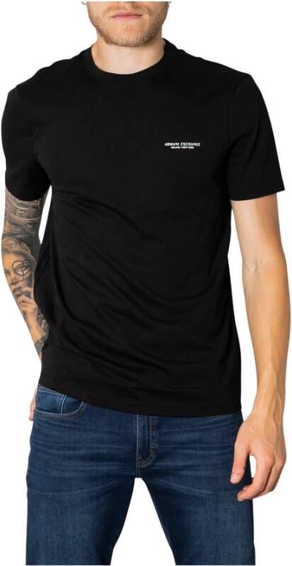 Armani Exchange Logo Ronde Hals Regular Fit Katoenen T-shirt Black Heren