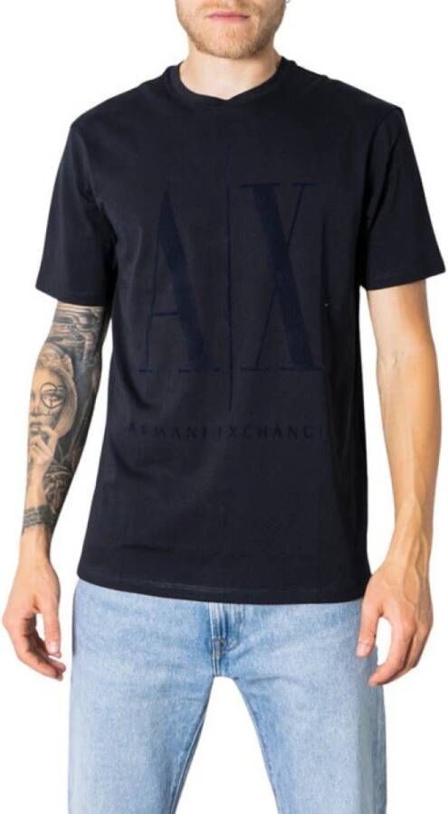 Armani Exchange Blauw T-shirt van 100% katoen voor heren Blue Heren