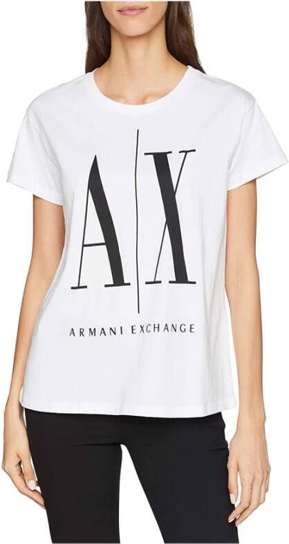 Armani Exchange Witte Bedrukte Dames T-shirt White Dames