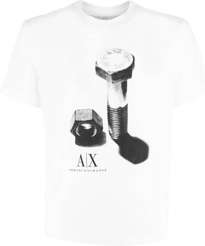 Armani Exchange Bedrukt T-shirt met lange mouwen en rits White Heren