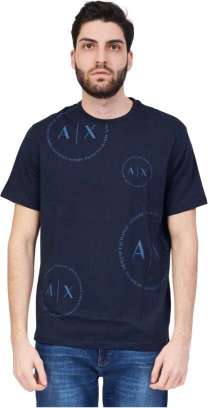 Armani Exchange T-Shirt met meerdere logo's Blue Heren