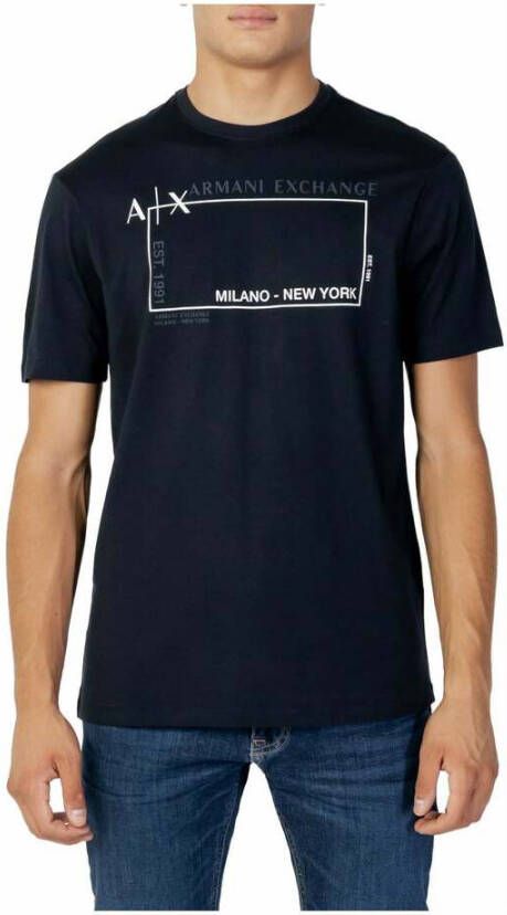 Armani Exchange Short Sleeve Shirts Blauw Heren