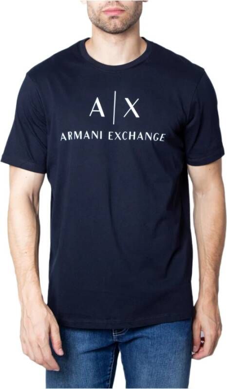 Armani Exchange Blauw Katoenen Heren Lente Zomer T-Shirt Blue Heren