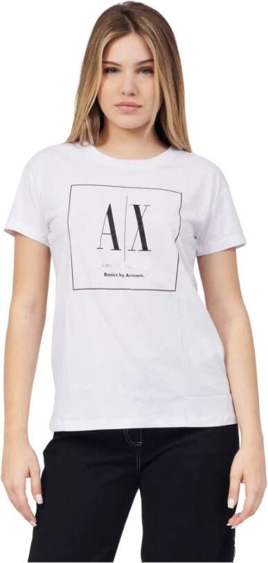 Armani Exchange Bedrukt Logo Katoenen T-Shirt White Dames