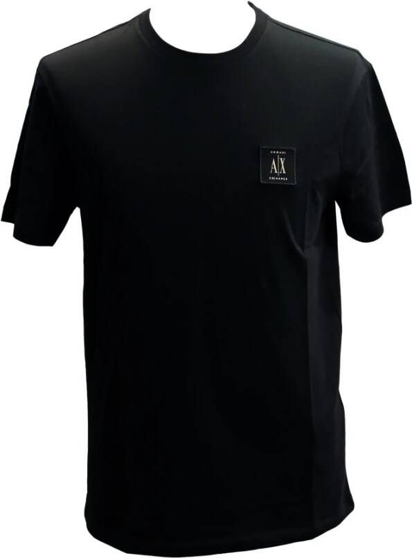 Armani Exchange Zwarte T-shirts en Polos met Logo Patch Black Heren