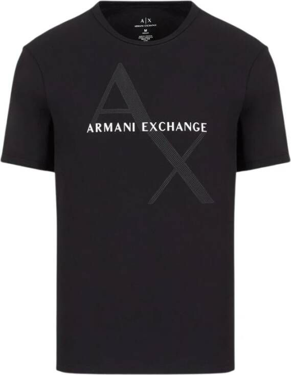 Armani Exchange Zwart T-shirt Regular Fit Korte mouwen Ronde hals Black Heren