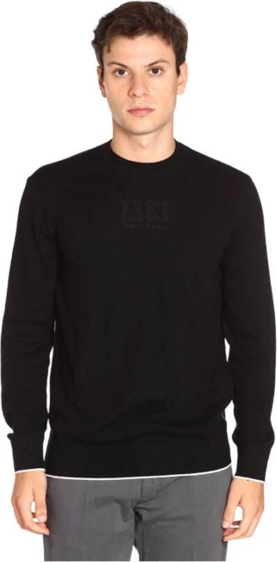 Armani Exchange Zwarte Sweaters met Opvallend Logo Black Heren