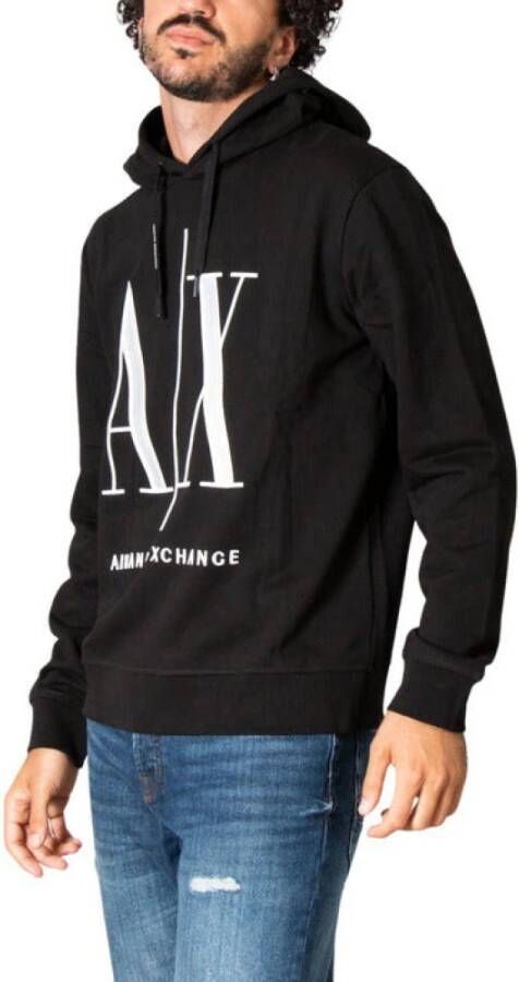 Armani Exchange Zwarte Sweatshirt met Capuchon en Geborduurd Logo Black Heren