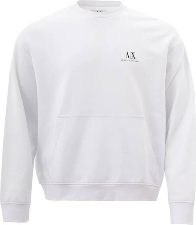 Armani Exchange Witte Katoenen Sweatshirt met Logo Print Wit Heren