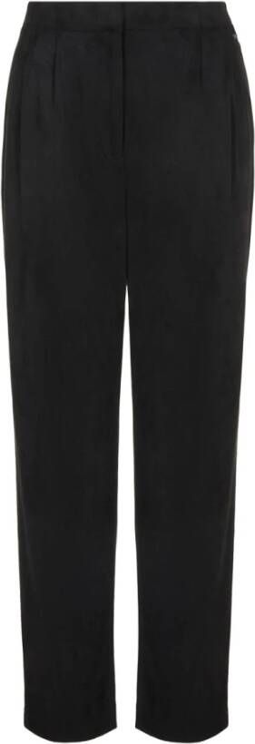 Armani Exchange Zwarte elastische polyesterbroek met voorplooien en enkel lengte Zwart Dames