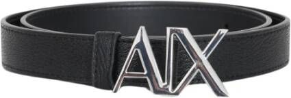 Armani Exchange Zwarte Omkeerbare Dames Riem met Metalen Logo Zwart Dames