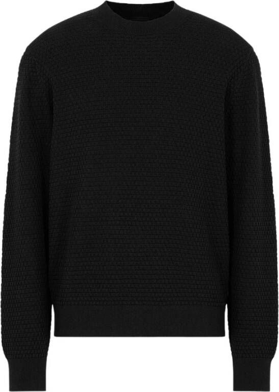 Armani Exchange Zwarte Sweaters met Bouclé Detail Black Heren