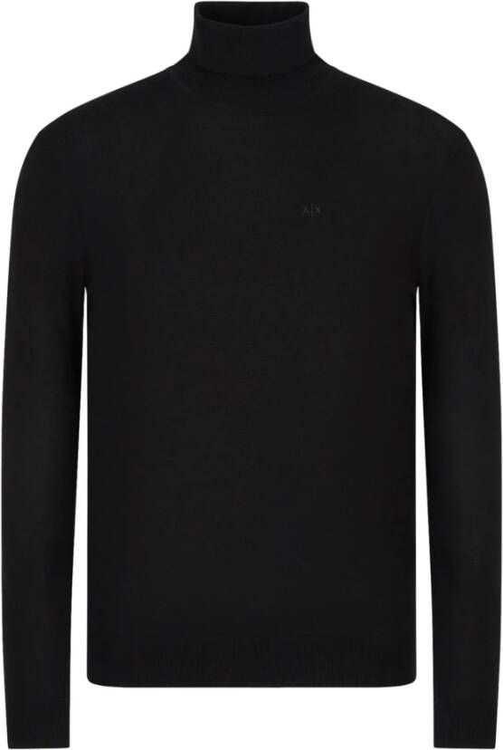 Armani Exchange Zwarte Merinowollen Trui met Logo Black Heren