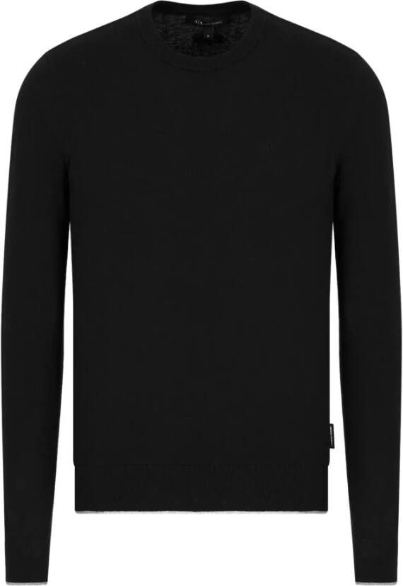 Armani Exchange Zwarte Sweaters U Giro Cot-Cachemire Zwart Heren