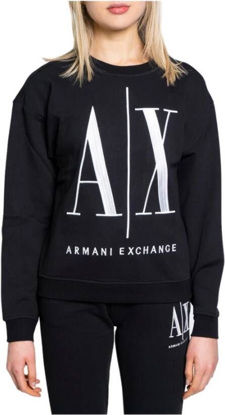 Armani Exchange Zwart Bedrukte Sweatshirt Lente Zomer Vrouwen Black Dames