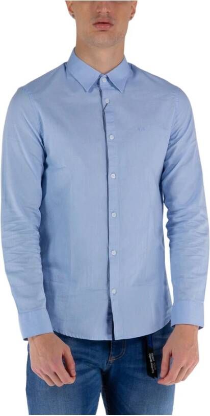 Emporio Armani Lichtblauw Oxford Katoenen Overhemd Blauw Heren