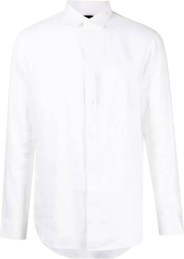 Armani Exchange Klassiek Wit Linnen Overhemd met Lange Mouwen White Heren