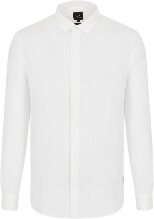 Armani Exchange Klassiek Wit Linnen Overhemd met Lange Mouwen White Heren