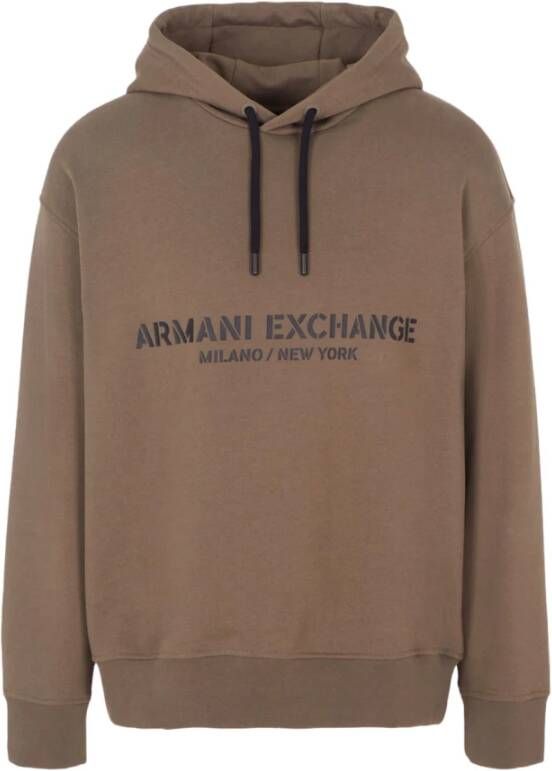 Armani Exchange Hoodie met logo in zachte Franse badstof Brown Heren