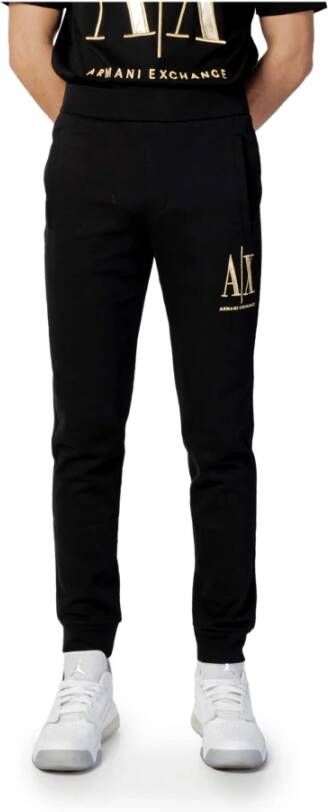 Armani Exchange Zwarte broek met elastische tailleband en zijzakken Black Heren